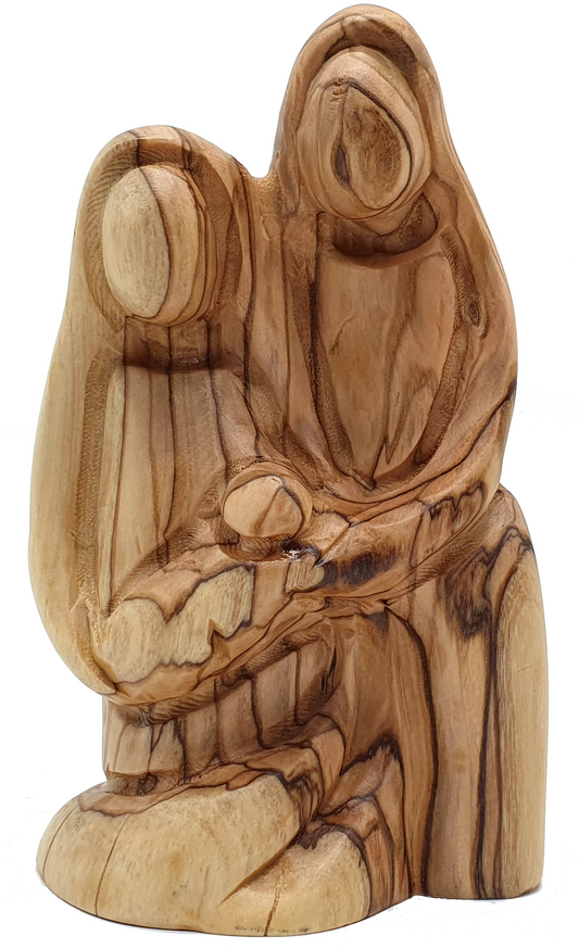 Handcrafted Olive Wood Nativity Statue Holy Family Christian Decor 4.6 Inch