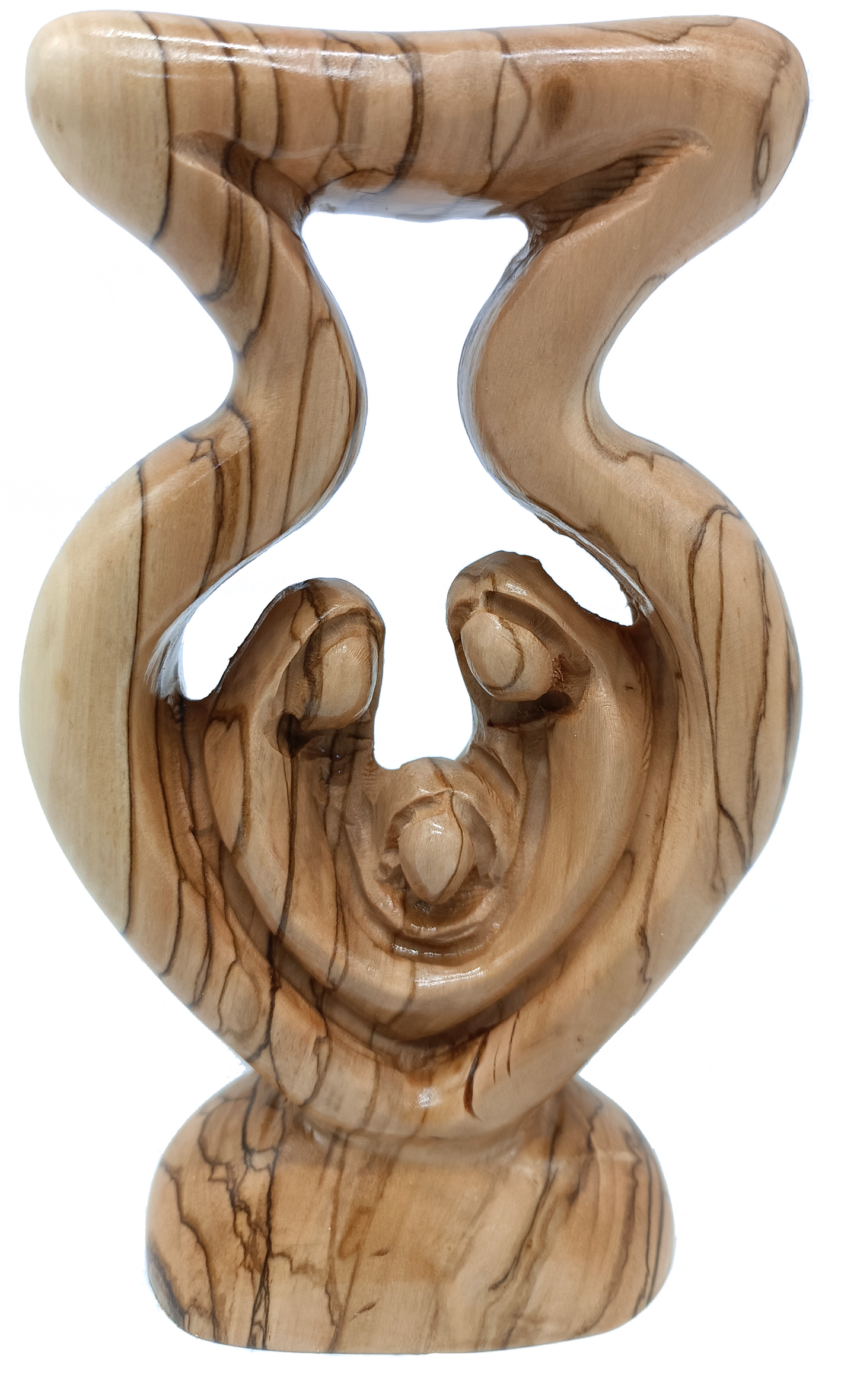 Olive Wood Holy Family Hand Carved Nativity Sculpture from the Holy Land 6.6 Inch