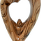 Hand Carved Olive Wood Holy Family Heart Sculpture Nativity Art 5.9 Inch
