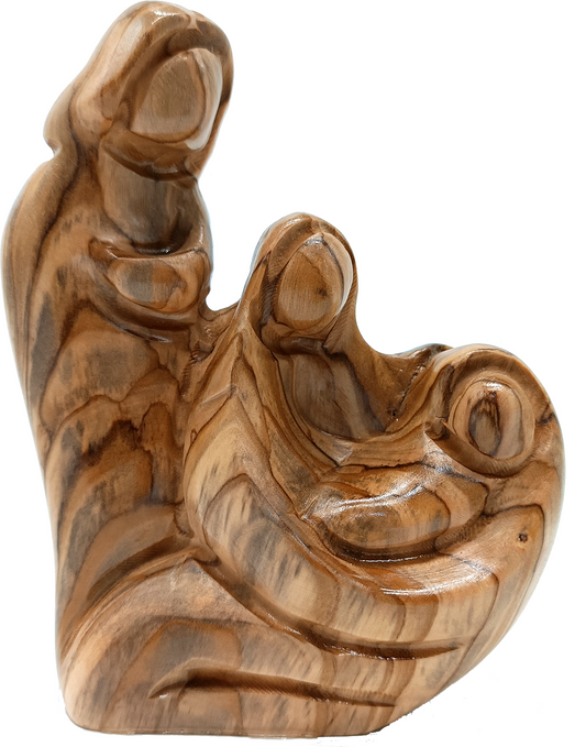Hand-Carved Olive Wood Holy Family Sculpture 4.6 Inch