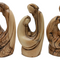 Abstract Olive Wood Holy Family Set of 3 Sculptures Handcrafted in Bethlehem 3.8 Inch