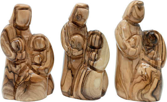 Holy Family Statue Hand Carved Olive Wood from Bethlehem Set of 3 3.5 Inch