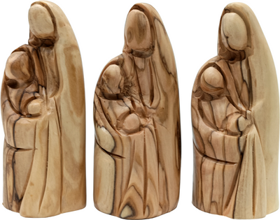 Handcrafted Olive Wood Holy Family Statue Set of 3 Figurines from Bethlehem 4.1 Inch