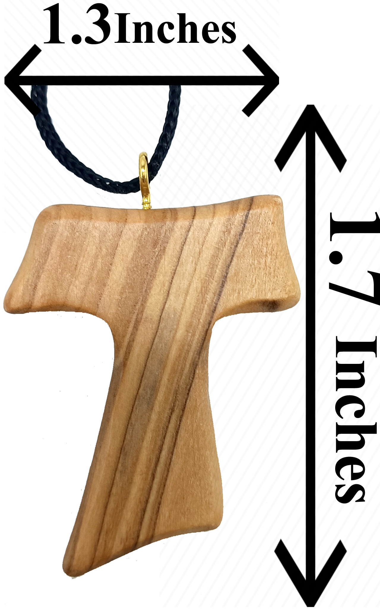 ✝️ Handcrafted Olive Wood Tau Cross Pendant Necklace – 1.8x1.7 Inches | Authentic Holy Land Gift from Zuluf