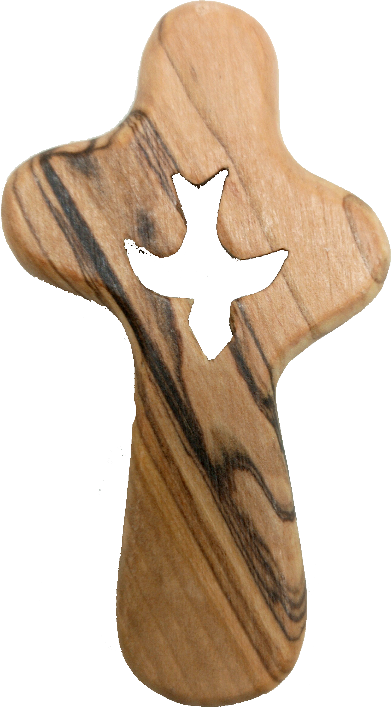 🕊️ Handcrafted Olive Wood Comfort Cross with Dove Cut-Out – Made in Bethlehem | Comes with Gift Bag & Certificate | Zuluf Holy Land Gift