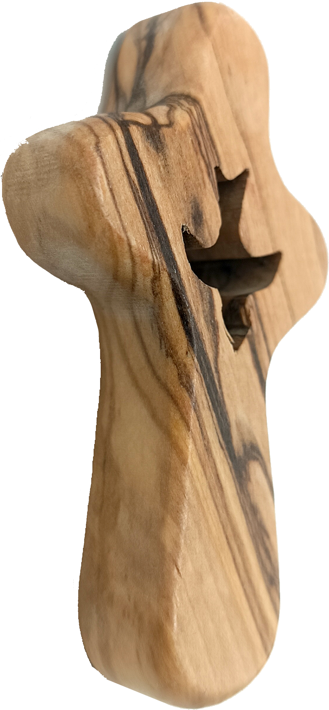 🕊️ Handcrafted Olive Wood Comfort Cross with Dove Cut-Out – Made in Bethlehem | Comes with Gift Bag & Certificate | Zuluf Holy Land Gift