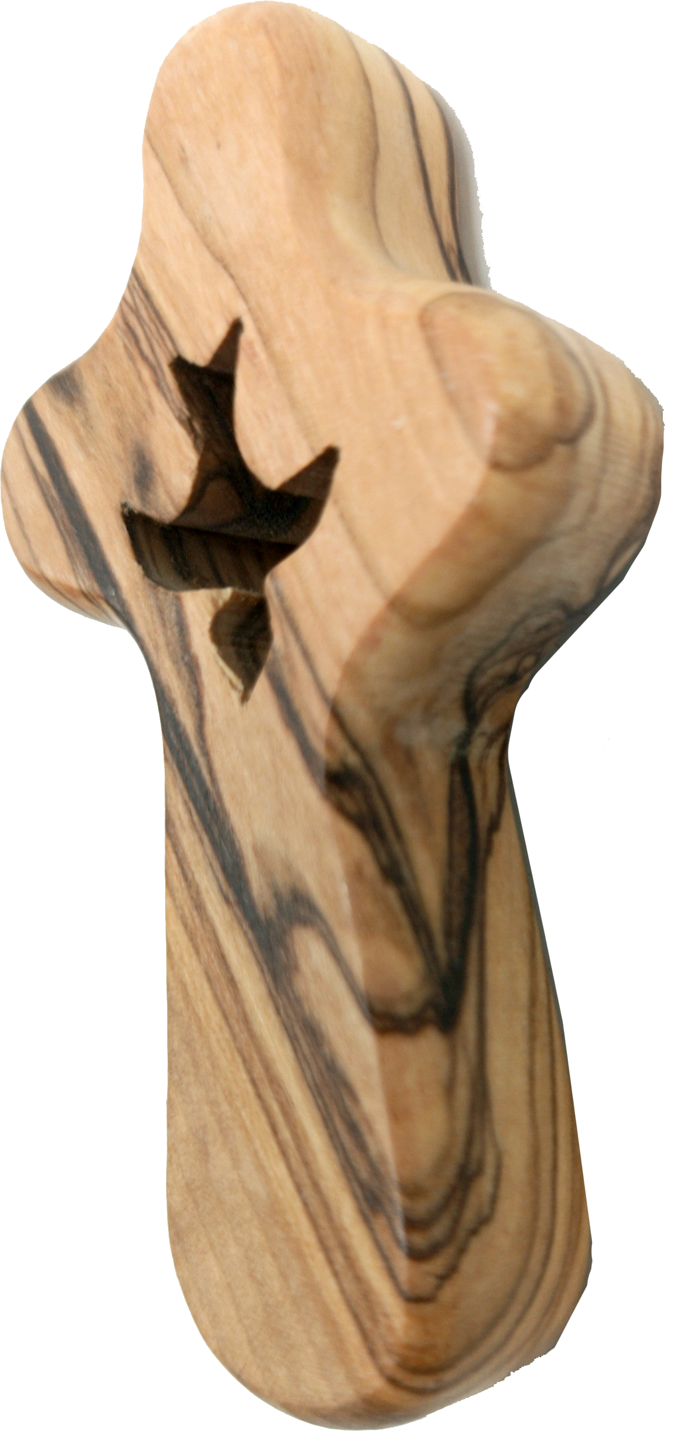 🕊️ Handcrafted Olive Wood Comfort Cross with Dove Cut-Out – Made in Bethlehem | Comes with Gift Bag & Certificate | Zuluf Holy Land Gift