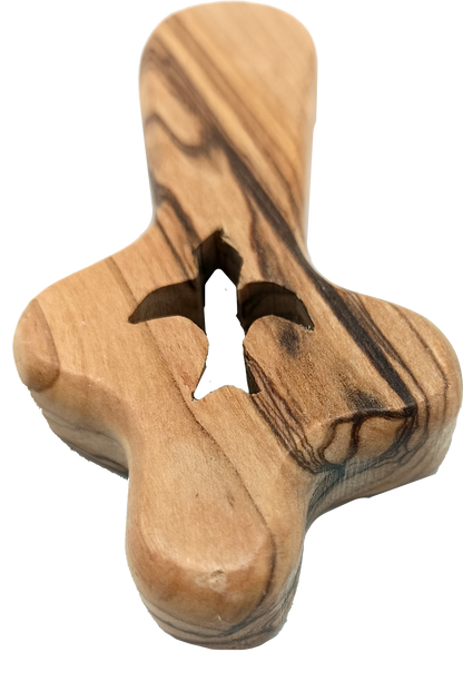 🕊️ Handcrafted Olive Wood Comfort Cross with Dove Cut-Out – Made in Bethlehem | Comes with Gift Bag & Certificate | Zuluf Holy Land Gift