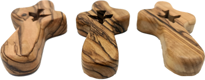 🕊️ Handcrafted Olive Wood Comfort Cross with Dove Cut-Out – Made in Bethlehem | Comes with Gift Bag & Certificate | Zuluf Holy Land Gift