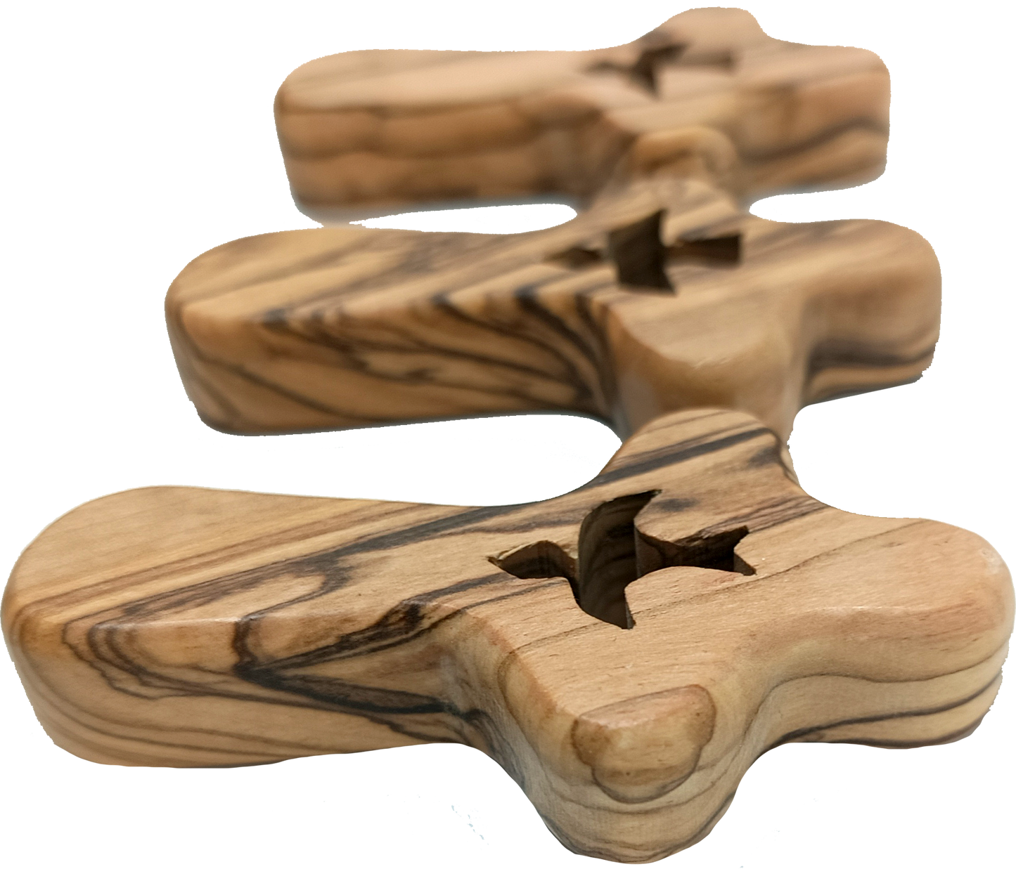 🕊️ Handcrafted Olive Wood Comfort Cross with Dove Cut-Out – Made in Bethlehem | Comes with Gift Bag & Certificate | Zuluf Holy Land Gift