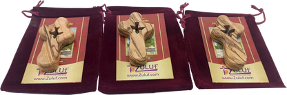 🕊️ Handcrafted Olive Wood Comfort Cross with Dove Cut-Out – Made in Bethlehem | Comes with Gift Bag & Certificate | Zuluf Holy Land Gift