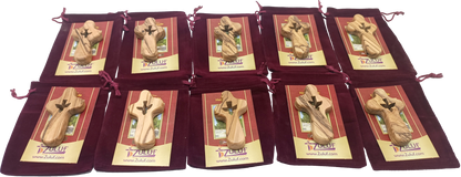 🕊️ Handcrafted Olive Wood Comfort Cross with Dove Cut-Out – Made in Bethlehem | Comes with Gift Bag & Certificate | Zuluf Holy Land Gift