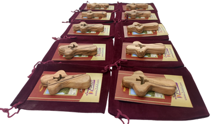 🕊️ Handcrafted Olive Wood Comfort Cross with Dove Cut-Out – Made in Bethlehem | Comes with Gift Bag & Certificate | Zuluf Holy Land Gift