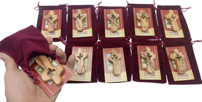 🕊️ Handcrafted Olive Wood Comfort Cross with Dove Cut-Out – Made in Bethlehem | Comes with Gift Bag & Certificate | Zuluf Holy Land Gift