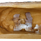 Hand Carved Olive Wood Nativity Scene from Bethlehem - Rustic Holy Family in Natural Bark Grotto