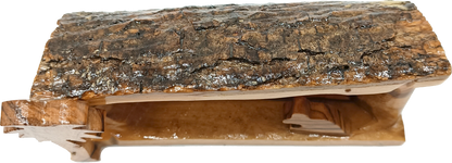 Hand Carved Olive Wood Nativity Scene from Bethlehem - Rustic Holy Family in Natural Bark Grotto