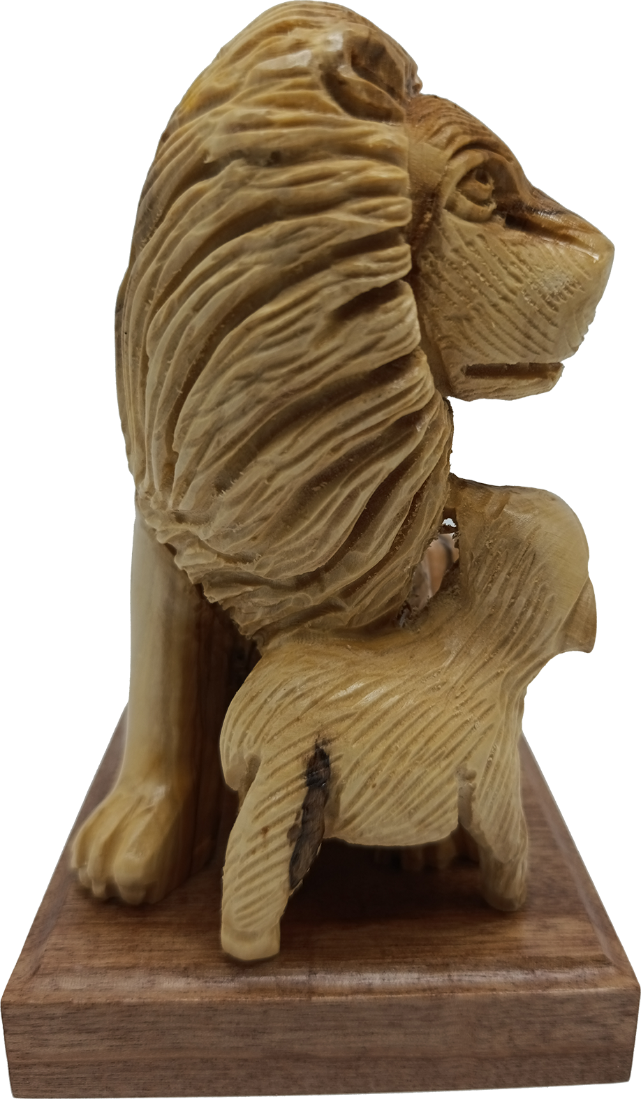 Lion and the Lamb Hand Carved Olive Wood Sculpture from Bethlehem Holy Land