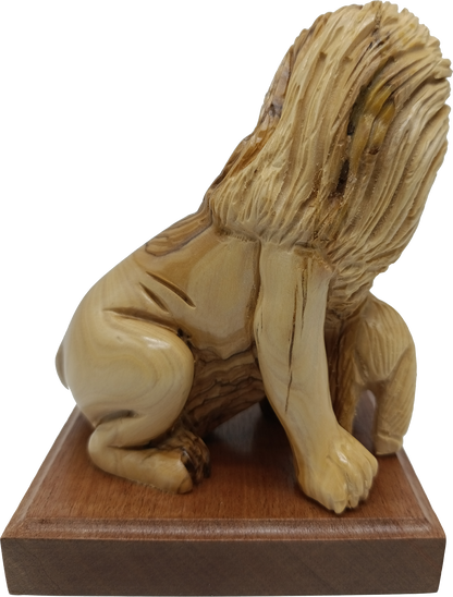 Lion and the Lamb Hand Carved Olive Wood Sculpture from Bethlehem Holy Land