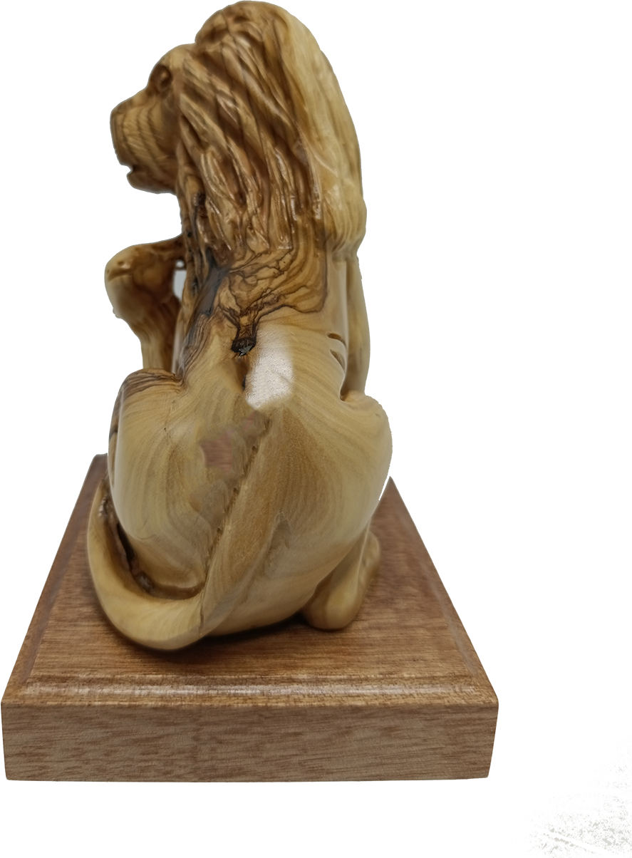Lion and the Lamb Hand Carved Olive Wood Sculpture from Bethlehem Holy Land