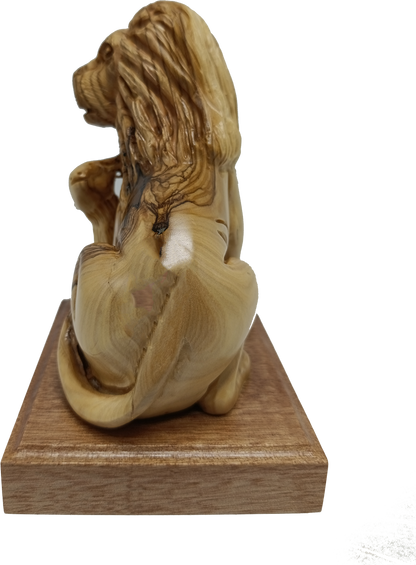 Lion and the Lamb Hand Carved Olive Wood Sculpture from Bethlehem Holy Land