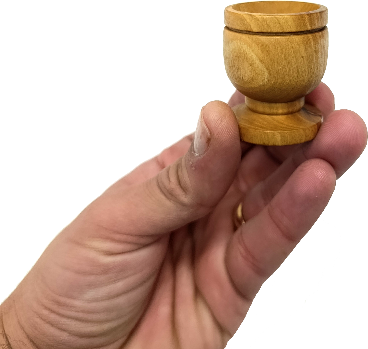 Handcrafted Olive Wood Cup from Bethlehem | Small Wooden Communion or Prayer mini Cup | Holy Land Artisan Craft | 1.57" x 1.38"