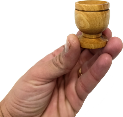 Handcrafted Olive Wood Cup from Bethlehem | Small Wooden Communion or Prayer mini Cup | Holy Land Artisan Craft | 1.57" x 1.38"