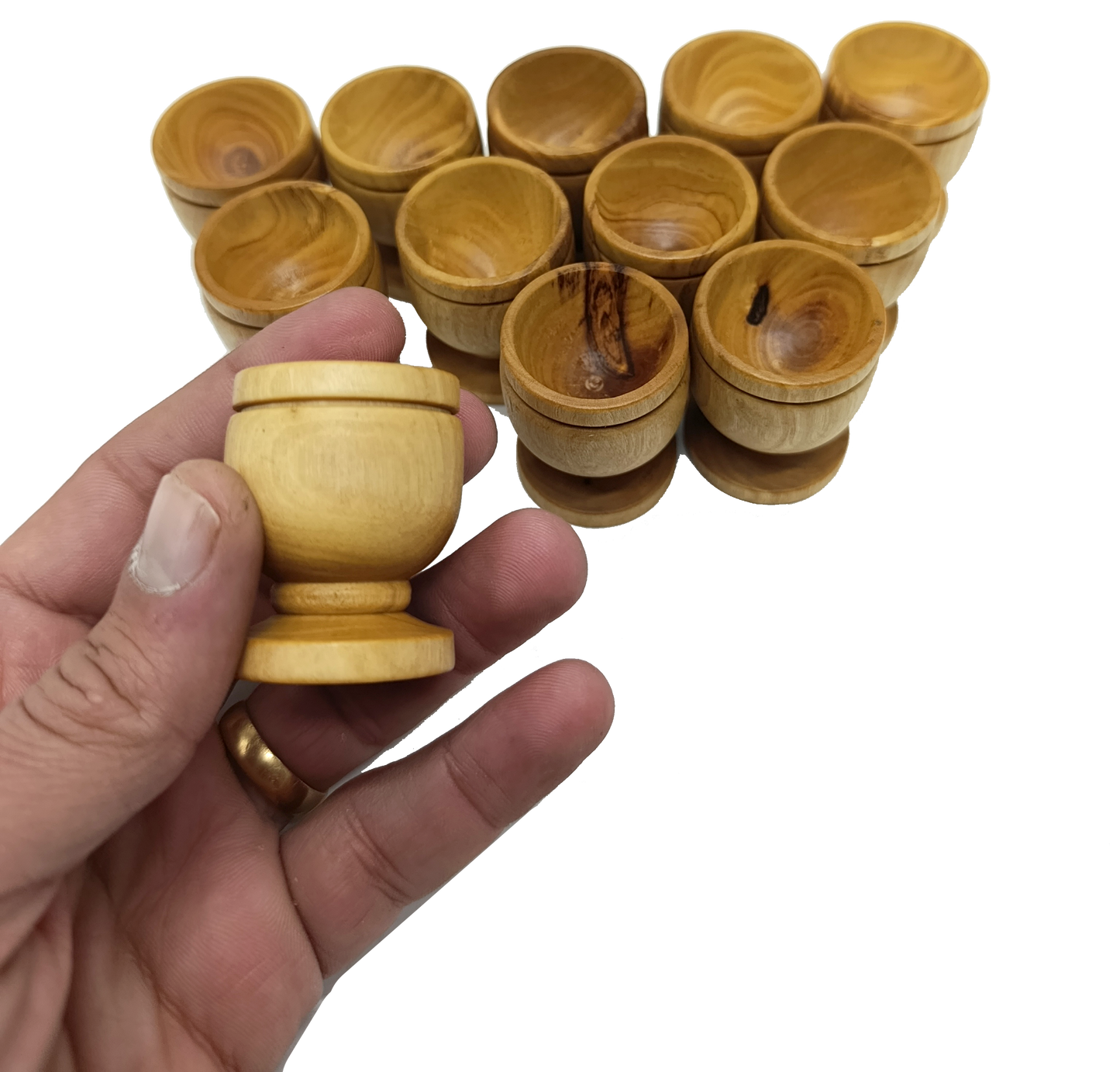 Handcrafted Olive Wood Cup from Bethlehem | Small Wooden Communion or Prayer mini Cup | Holy Land Artisan Craft | 1.57" x 1.38"