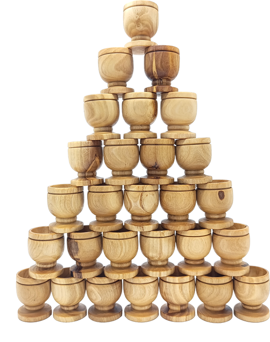 Handcrafted Olive Wood Cup from Bethlehem | Small Wooden Communion or Prayer mini Cup | Holy Land Artisan Craft | 1.57" x 1.38"