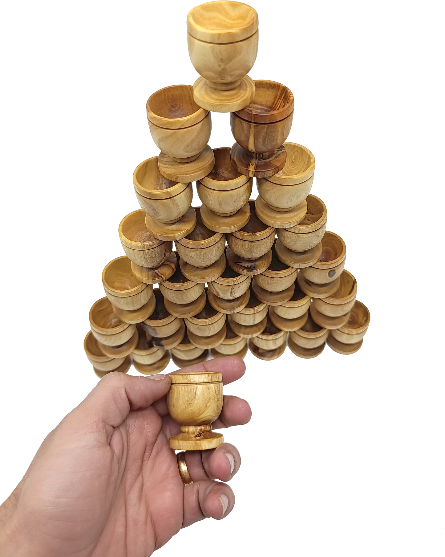 Handcrafted Olive Wood Cup from Bethlehem | Small Wooden Communion or Prayer mini Cup | Holy Land Artisan Craft | 1.57" x 1.38"