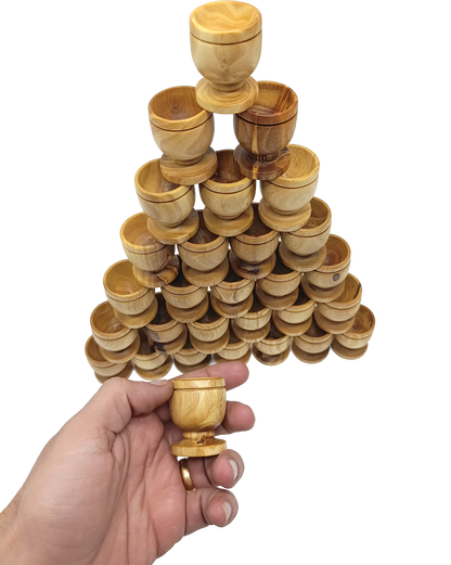 Handcrafted Olive Wood Cup from Bethlehem | Small Wooden Communion or Prayer mini Cup | Holy Land Artisan Craft | 1.57" x 1.38"