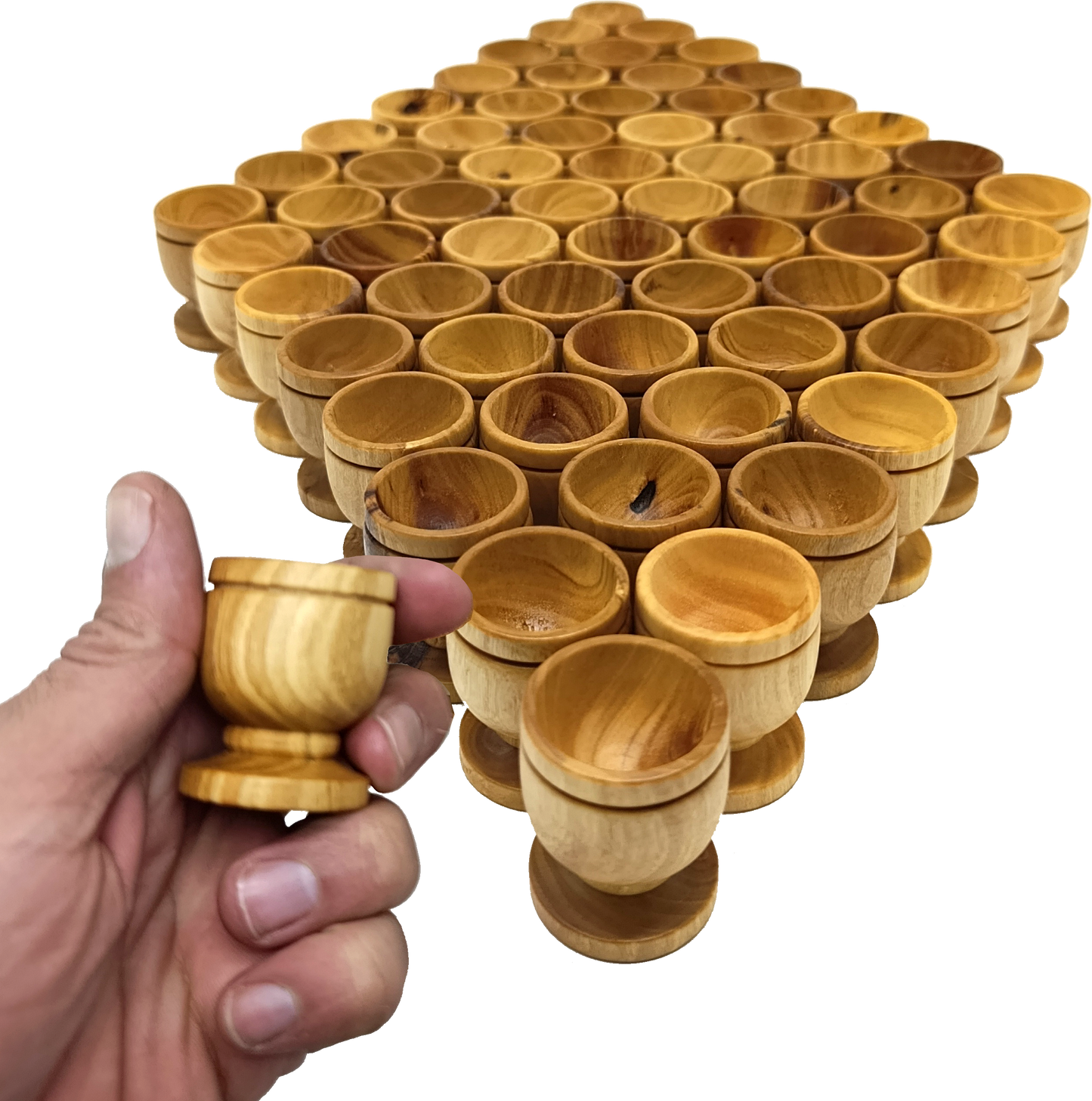 Handcrafted Olive Wood Cup from Bethlehem | Small Wooden Communion or Prayer mini Cup | Holy Land Artisan Craft | 1.57" x 1.38"