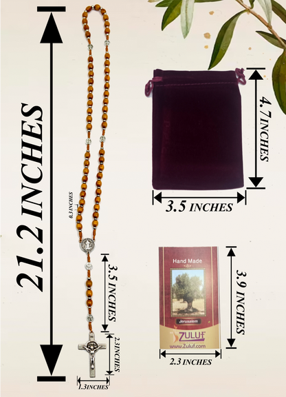 Olive Wood Rosary with Metal Crucifix & Medals | Classic Prayer Rosary