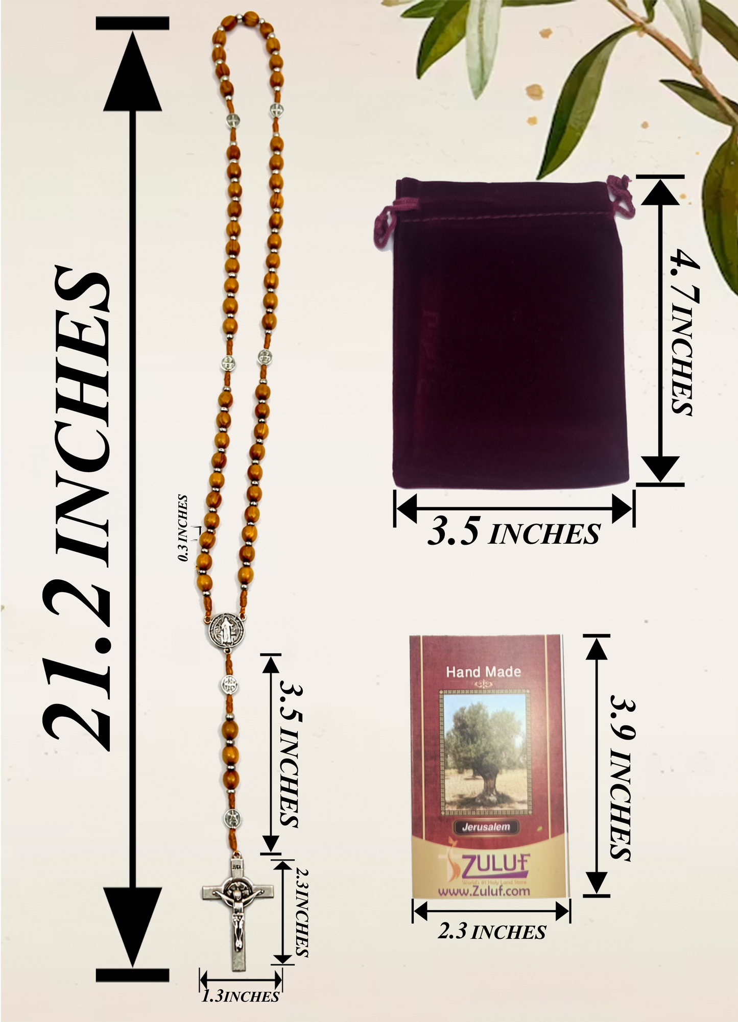 Olive Wood Rosary with Metal Crucifix & Medals | Classic Prayer Rosary