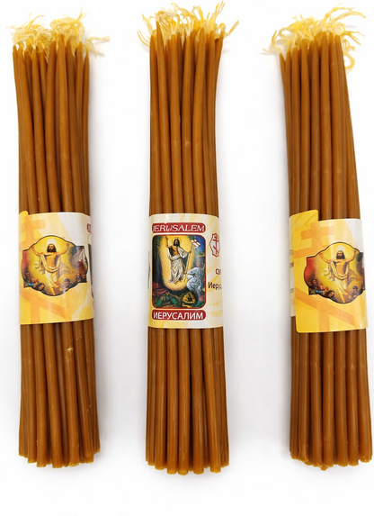Holy Land Beeswax Prayer Candles (3-Pack) – 9.6" Long | Handmade in Jerusalem | 300g Total Weight
