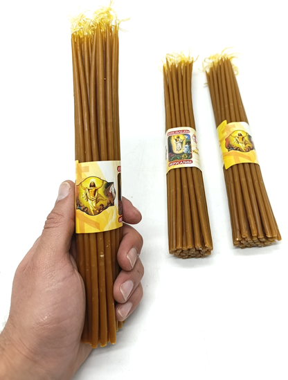 Holy Land Beeswax Prayer Candles (3-Pack) – 9.6" Long | Handmade in Jerusalem | 300g Total Weight