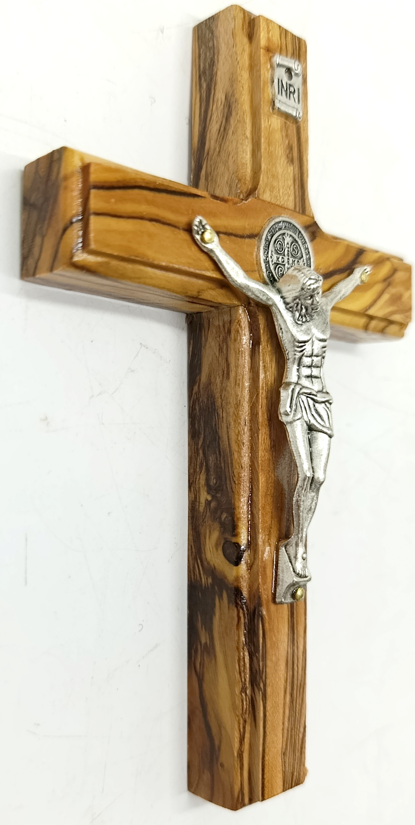 Handmade Olive Wood Saint Benedict Crucifix from Bethlehem – Catholic Wall Cross with - Additional View 11