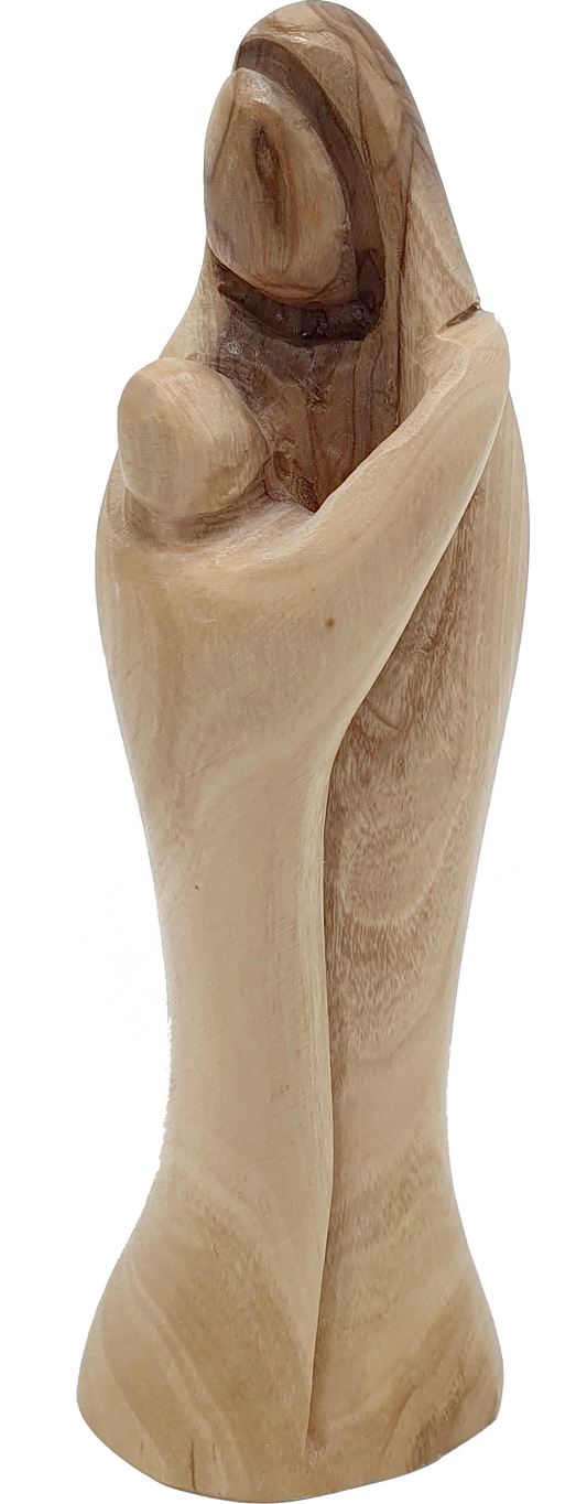 Virgin Mary and Baby Jesus Handcrafted Olive Wood Statue 5.3 Inch