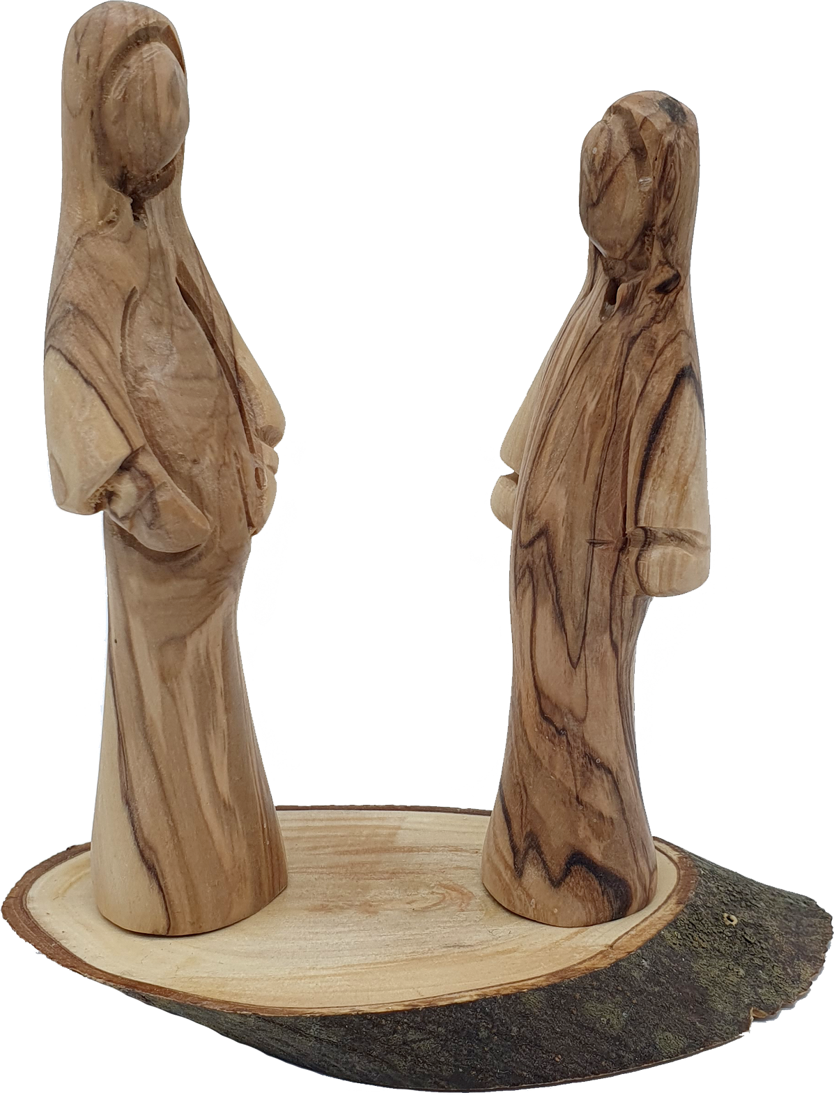 Olive Wood Mary and Elizabeth Statues Handcrafted in Bethlehem 5.5 Inch