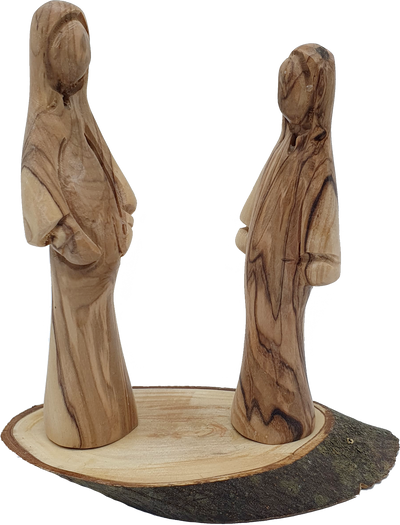 Olive Wood Mary and Elizabeth Statues Handcrafted in Bethlehem 5.5 Inch