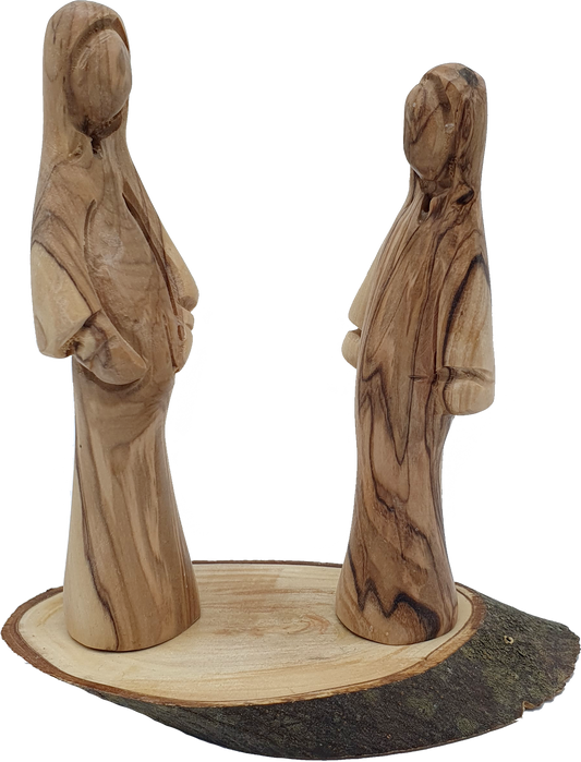 Olive Wood Mary and Elizabeth Statues Handcrafted in Bethlehem 5.5 Inch