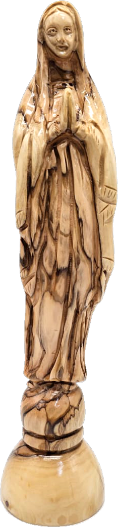 Virgin Mary Statue Hand Carved Olive Wood from the Holy Land
