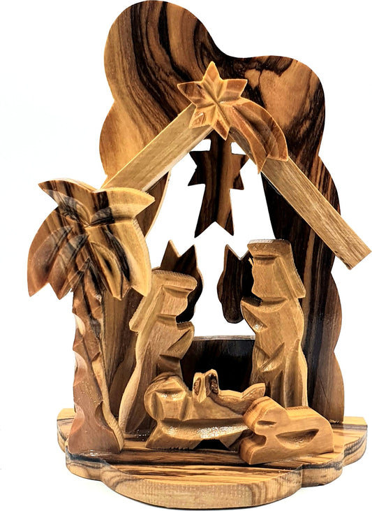 Hand-Carved Olive Wood Nativity Set from Bethlehem - NAT010