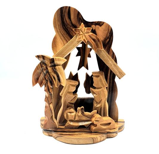 Hand-Carved Olive Wood Nativity Set from Bethlehem - NAT010