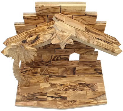 Extra Large Olive Wood Nativity Stable from Bethlehem