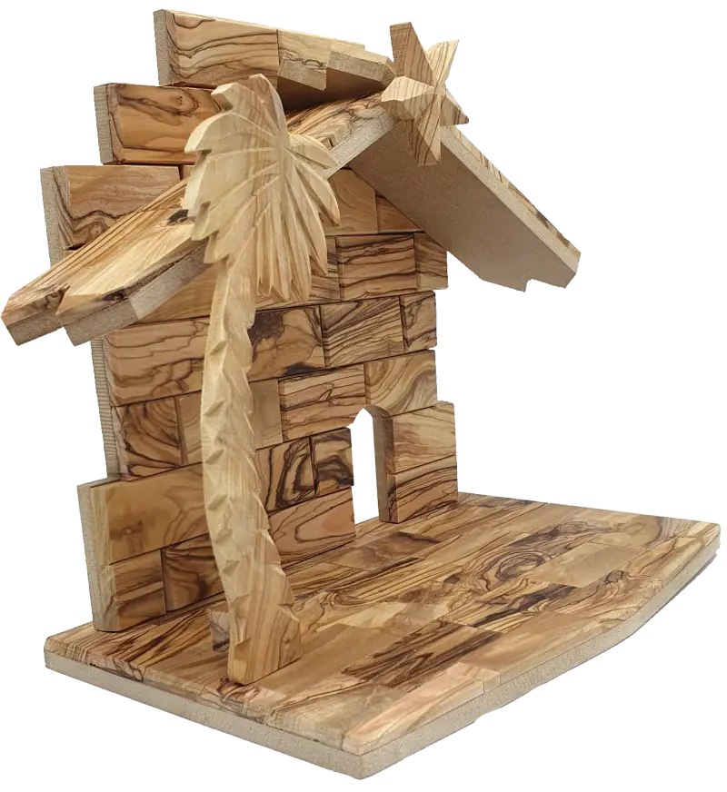 Extra Large Olive Wood Nativity Stable from Bethlehem