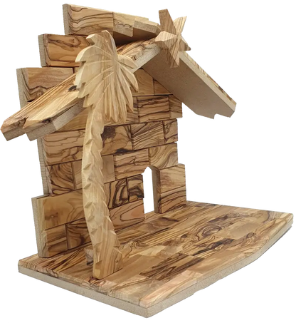 Extra Large Olive Wood Nativity Stable from Bethlehem