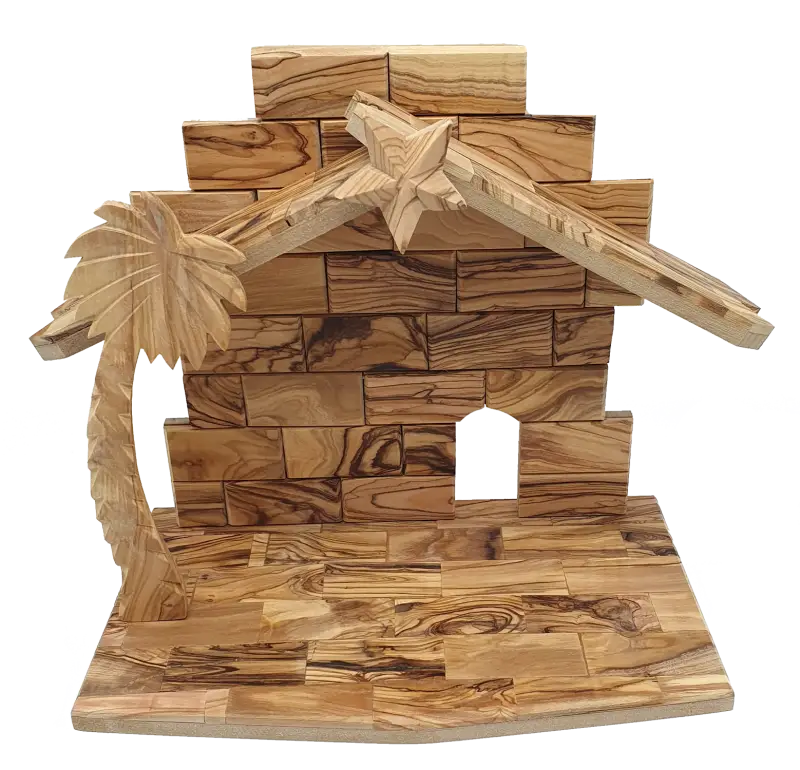 Extra Large Olive Wood Nativity Stable from Bethlehem