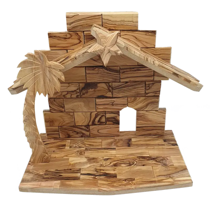 Extra Large Olive Wood Nativity Stable from Bethlehem