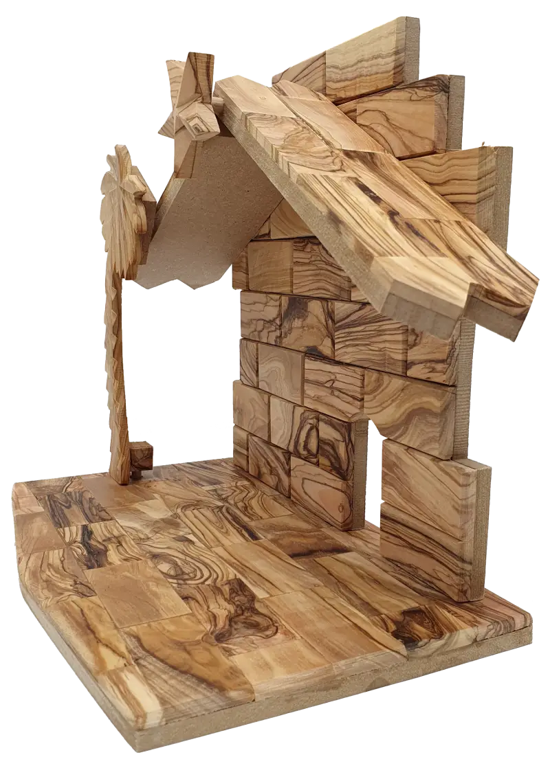 Extra Large Olive Wood Nativity Stable from Bethlehem
