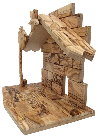 Extra Large Olive Wood Nativity Stable from Bethlehem